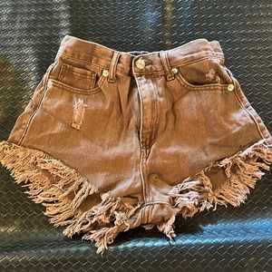Brown kids ripped shorts